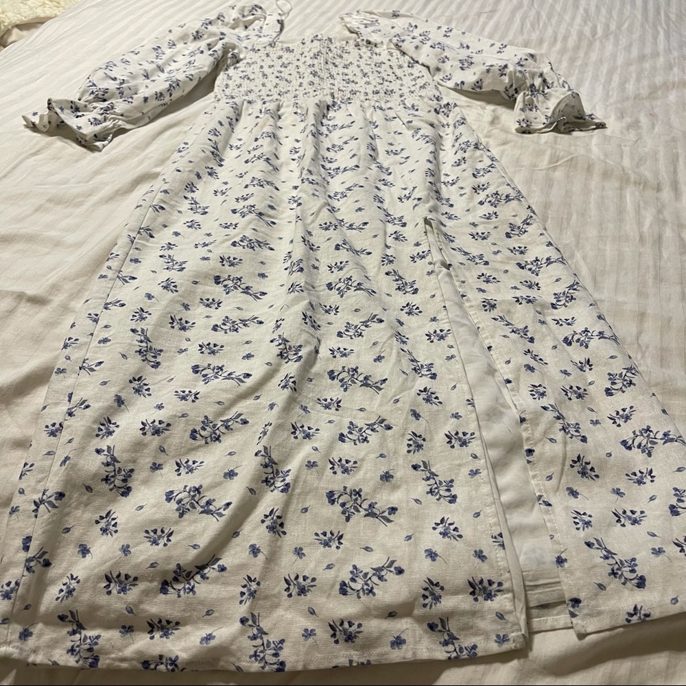 House of Harlow Linen Blend Floral Midi Dress S - Picture 7 of 13